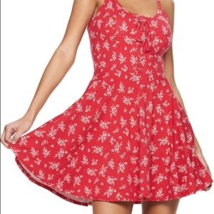 Red Floral Corset Front Dress